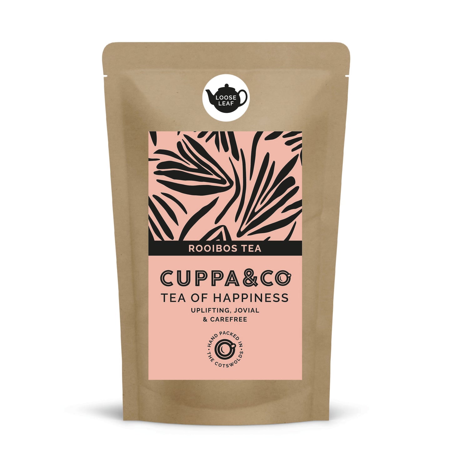 25g Tea pouch with pale pink label featuring 'Cuppa & Co' branding on a white background