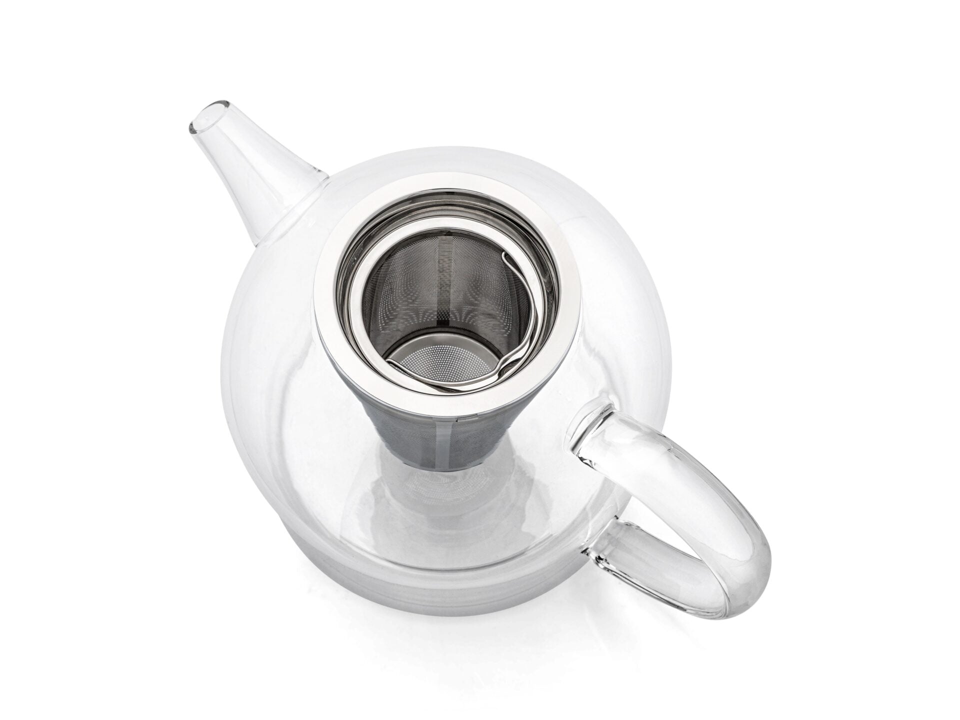 500ml clear glass teapot with a stainless steel infuser on a white background